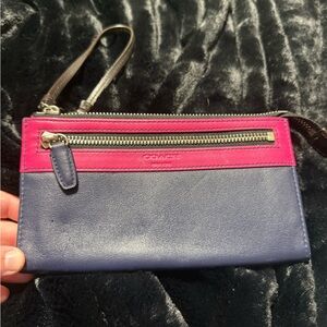 Coach Pink and Blue Leather Clutch